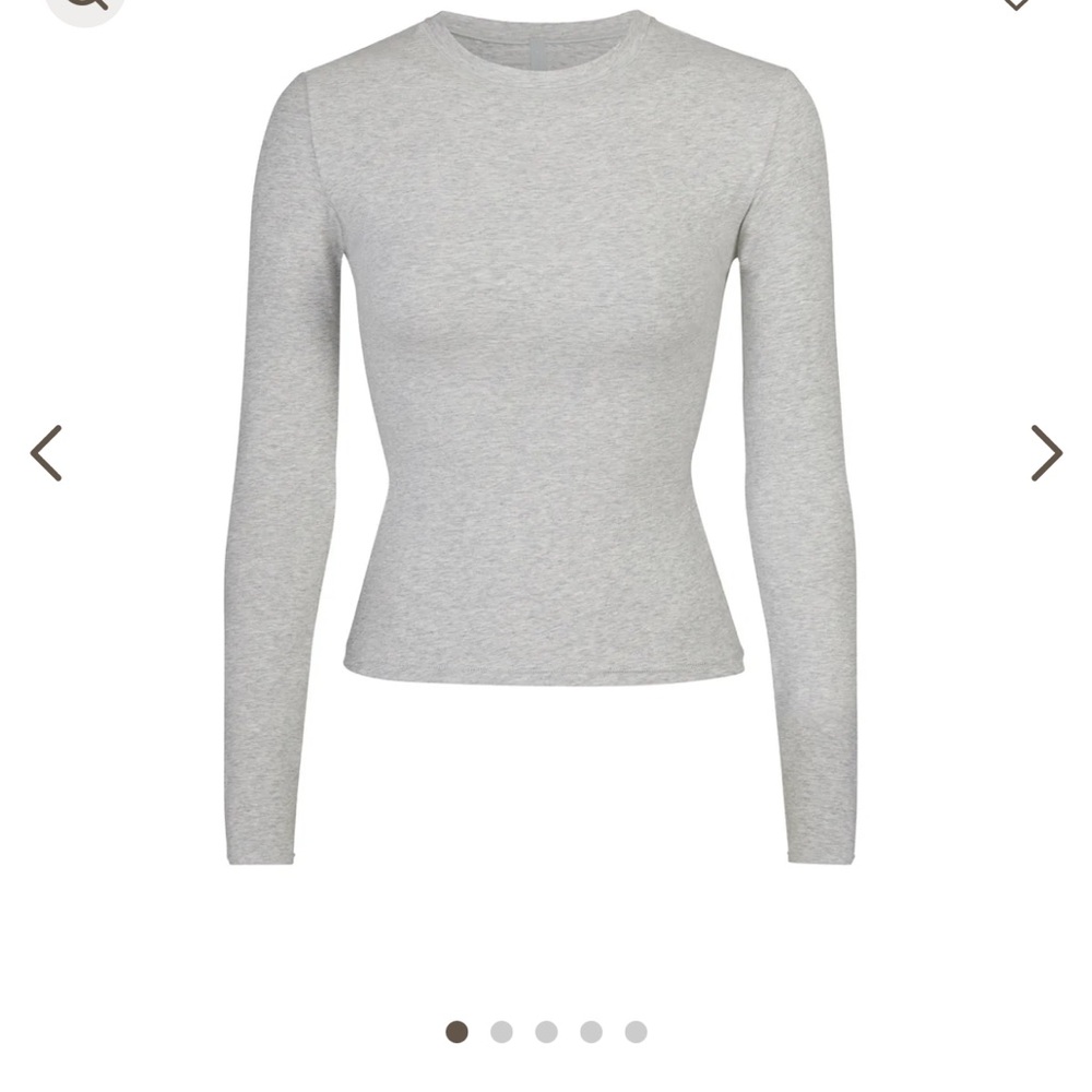 SKIMS Cotton Jersey LONG SLEEVE T-SHIRT in light heather grey XXS